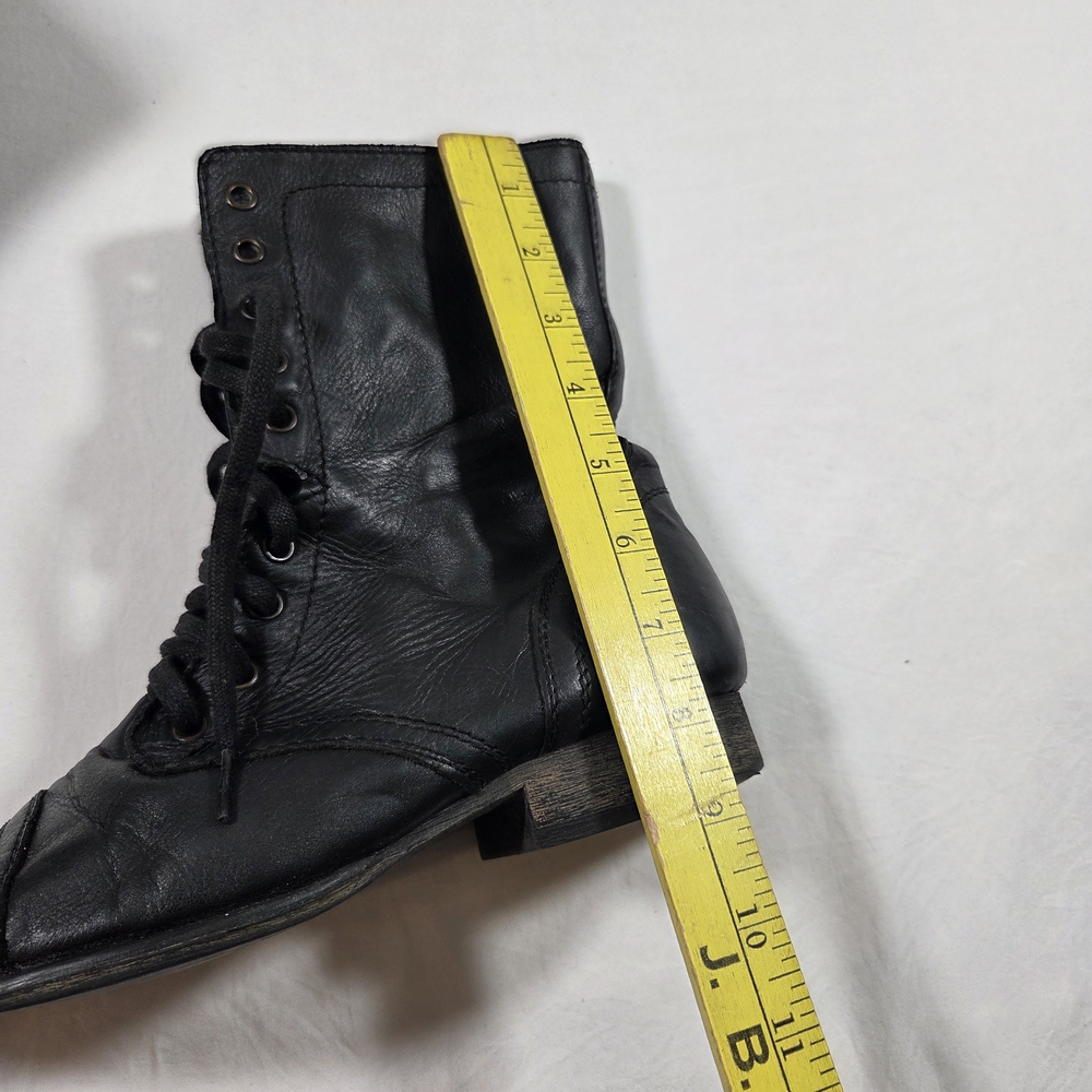 Steve Madden Troopa Boots Leather Chukka Black Woman's 9.5 lace Up Zip Boots - Picture 7 of 10